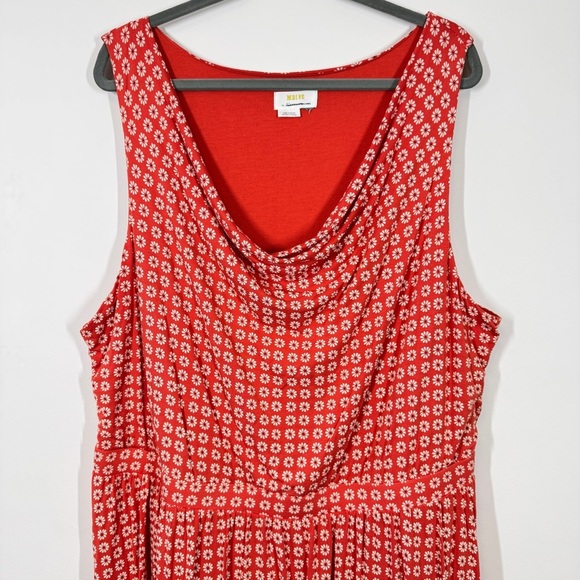 Maeve Anthropologie Tangerine Brianne Floral Print Scoop Neck Midi Dress Size 3X - Picture 4 of 12